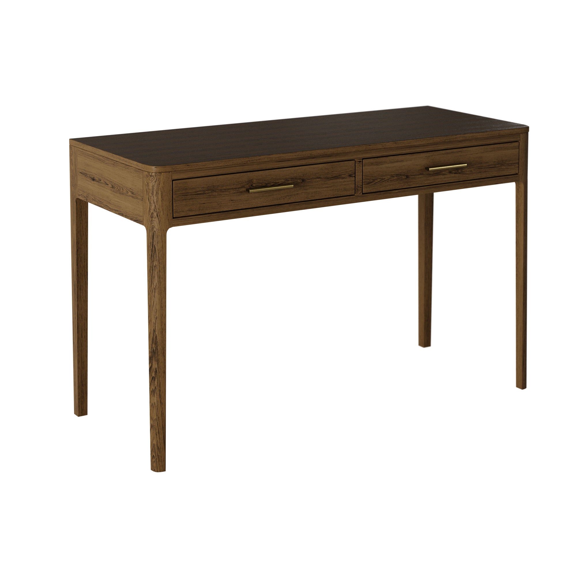 DI Designs Abberley Brown Oak Wood & Gold Desk